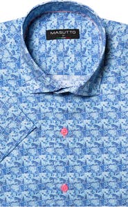 MASUTTO Louis Print Button-Up Short Sleeve Shirt
