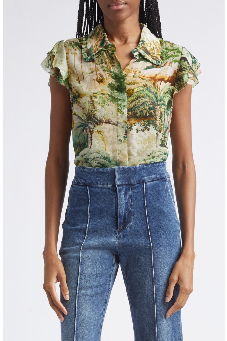 Martel Flutter Sleeve Shirt, Main, color, TERRAIN LG