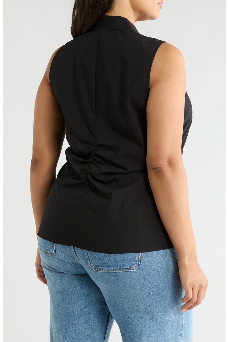 Collared Ruched Shirt, Alternate, color, BLACK
