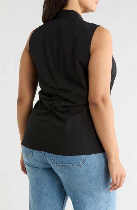 Magaschoni Collared Ruched Shirt