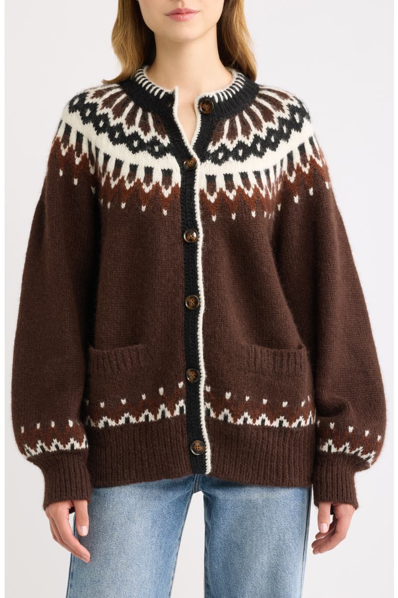 Hue Fair Isle Cardigan, Alternate, color, BRUN ABERDEEN FAIR ISLE
