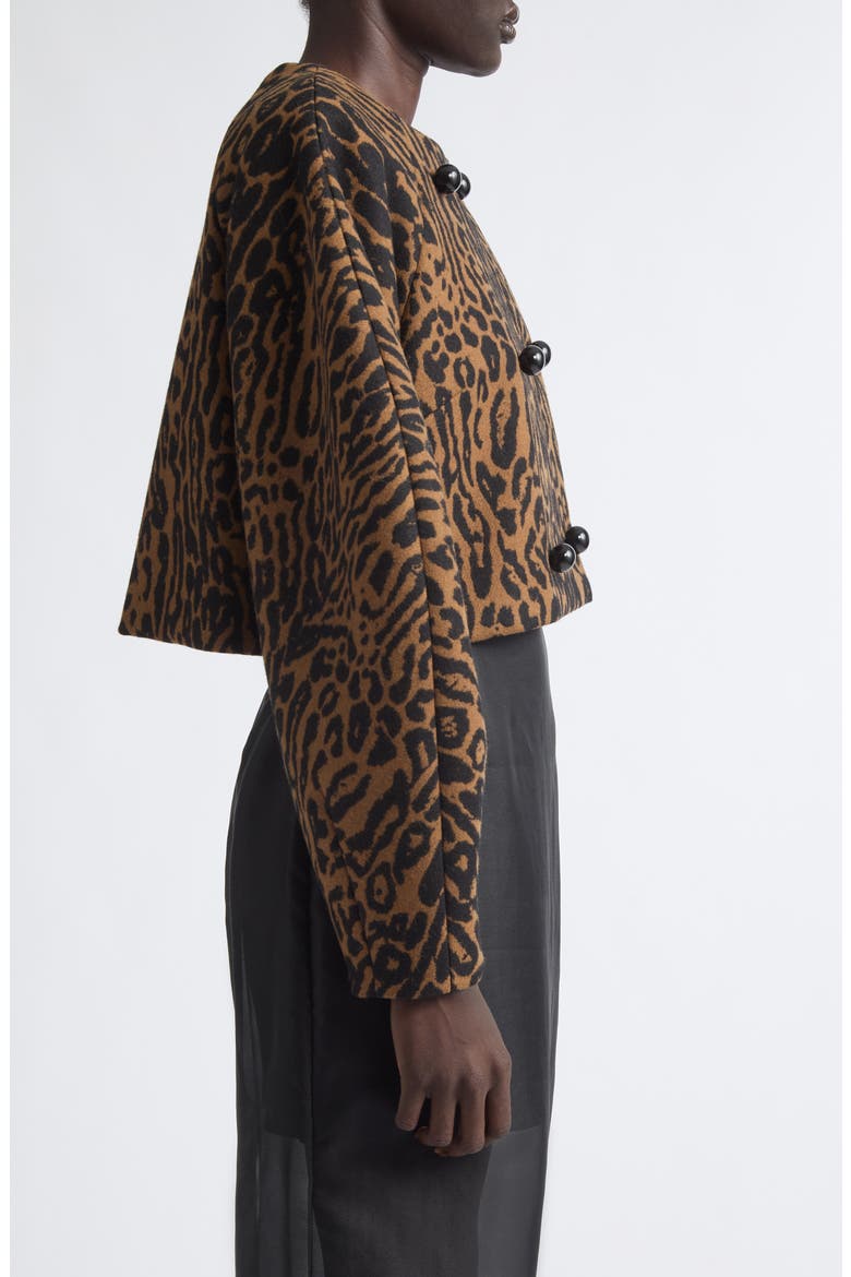 Leopard Print Wool Cocoon Jacket, Alternate, color, BROWN BLACK