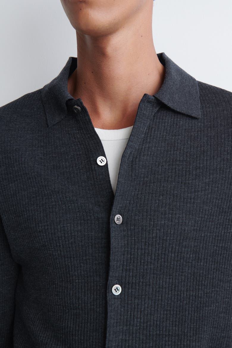 Slim Ribbed Wool Shirt, Alternate, color, NAVY