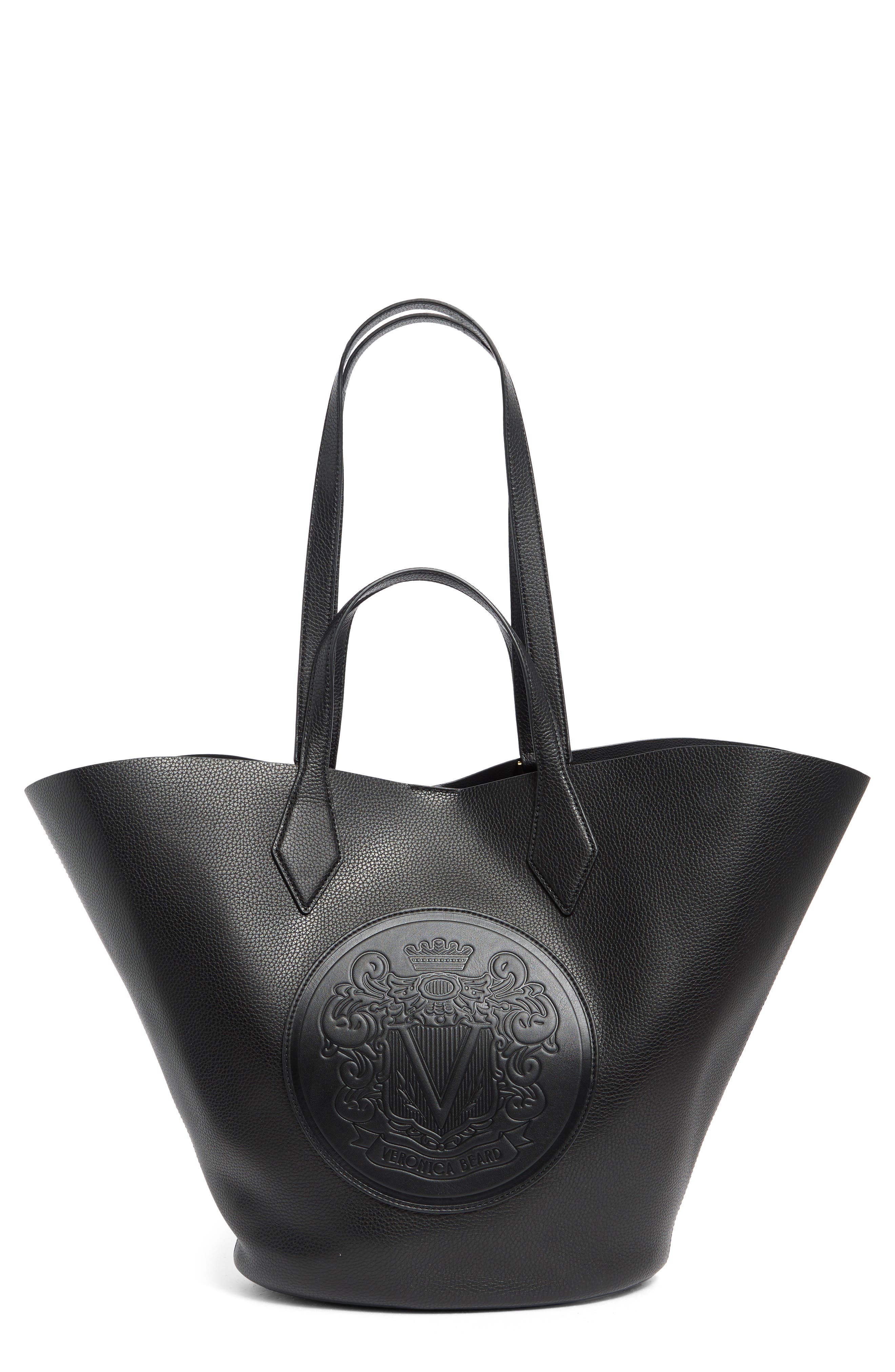 Veronica Beard Embossed Crest Leather Tote Bag