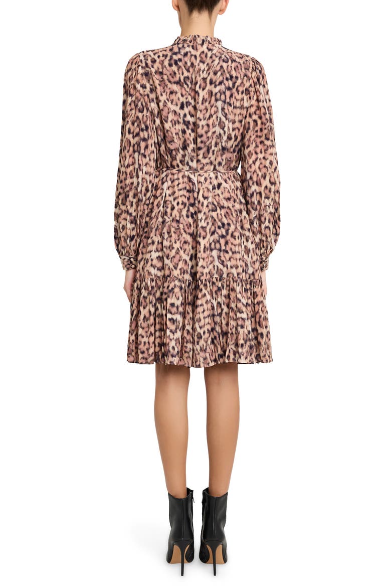 Print Tie Waist Long Sleeve Dress, Alternate, color, LIGHT NATURAL MULTI