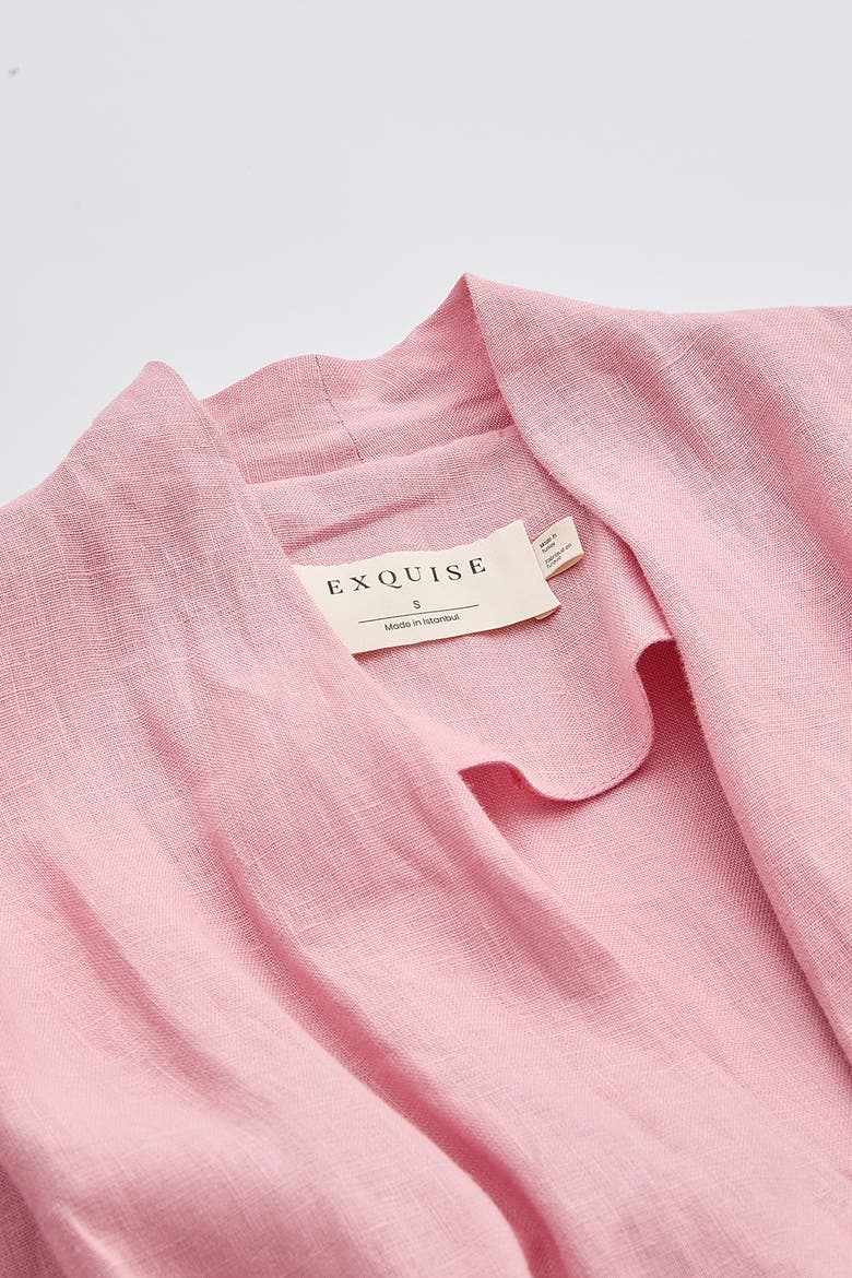 Alita V Neck Short Sleeve Linen Mini Dress, Alternate, color, Pink