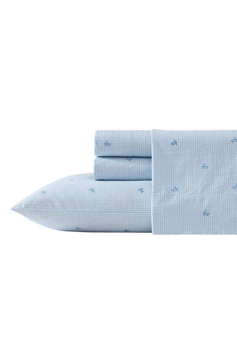 Turtle Gingham 3-Piece Cotton Sheet Set
