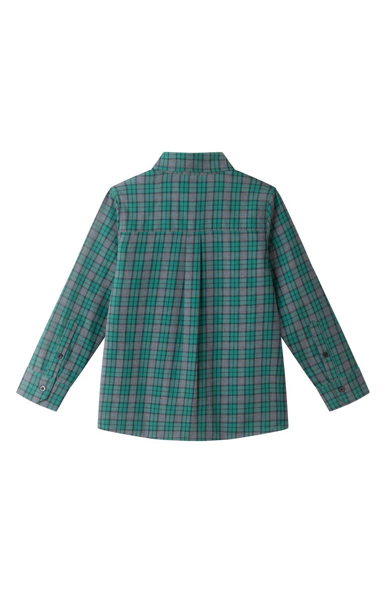 Andy & Evan Kids' Two-Piece Plaid Cotton Flannel Button-Up Shirt & Bow Tie Set, Alternate, color, Green Plaid