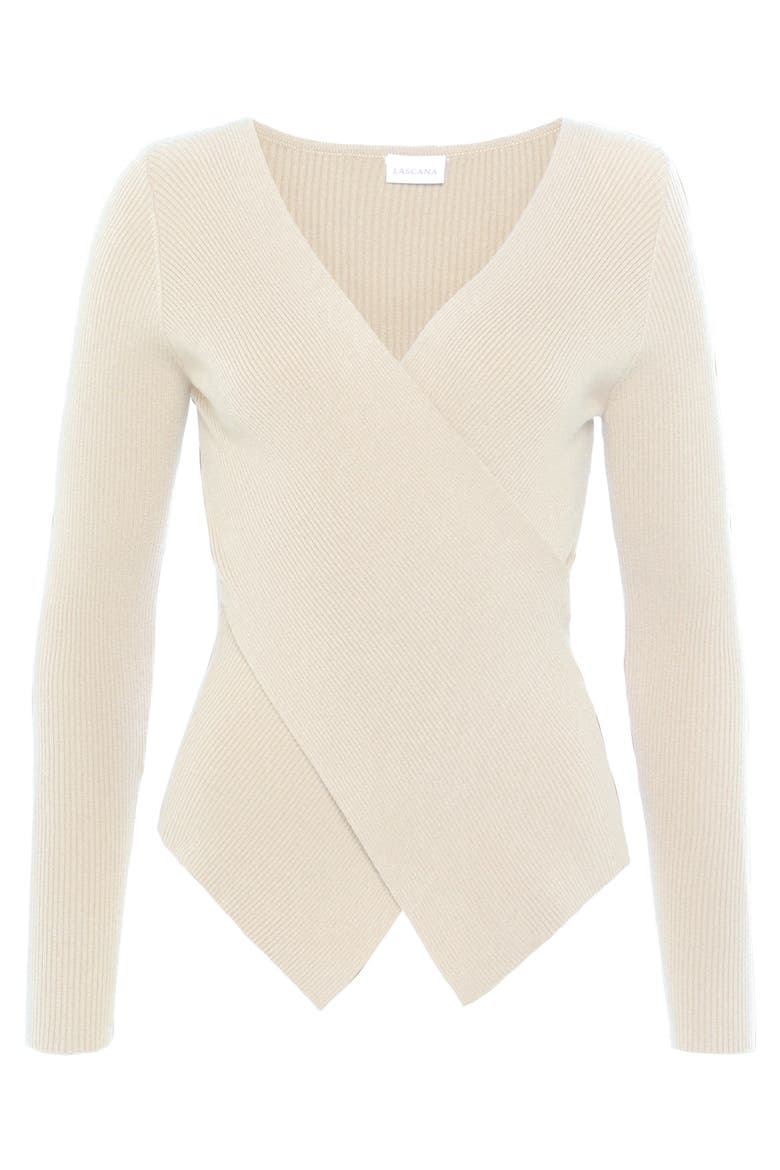 Overlapping V-Neck Sweater, Alternate, color, Ivory