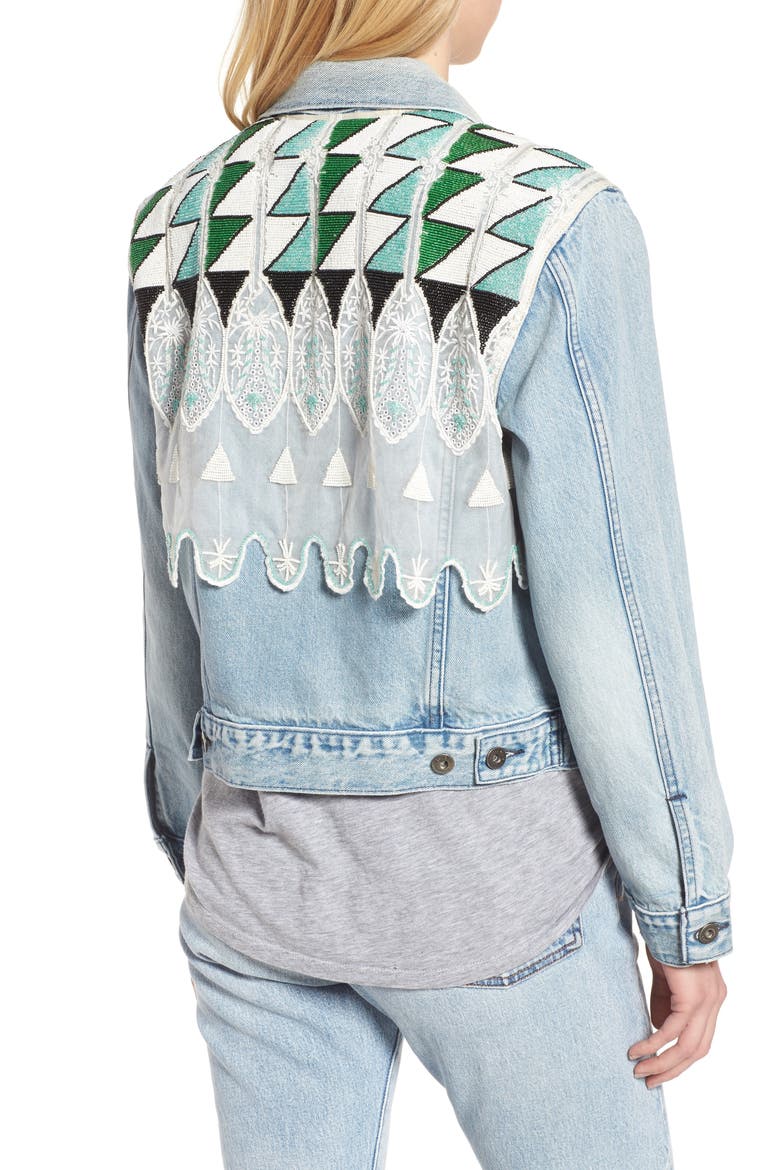 Embellished Boyfriend Trucker Jacket, Alternate, color, TRIBAL EMBELLISHMENT