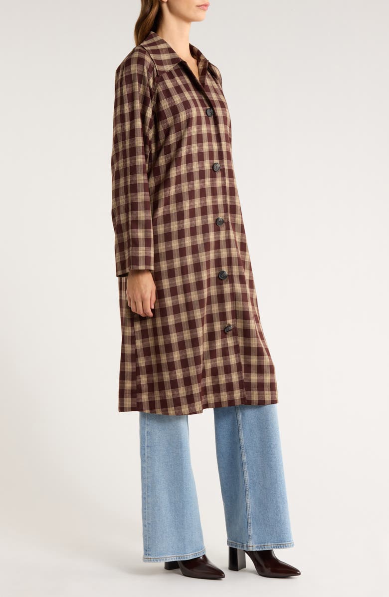Reformation Beck Plaid Trench Coat, Alternate, color, Brown Check