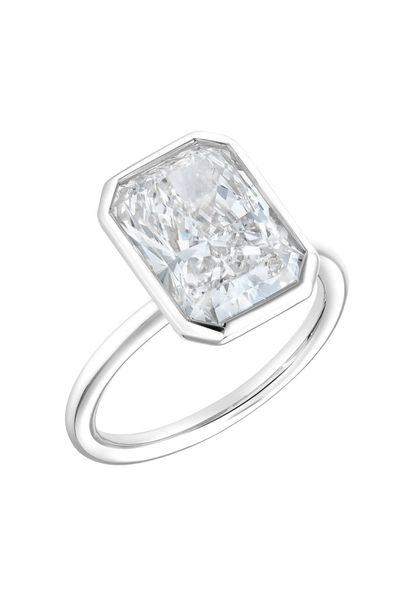 LuvMyJewelry Raha 14K Gold Radiant Bezel Lab Grown Diamond Solitaire Engagement Ring - 4 cts, Main, color, 14K White Gold