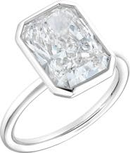 LuvMyJewelry Sophie 14K Gold Radiant Bezel Lab Grown Diamond Solitaire Engagement Ring - 3 cts