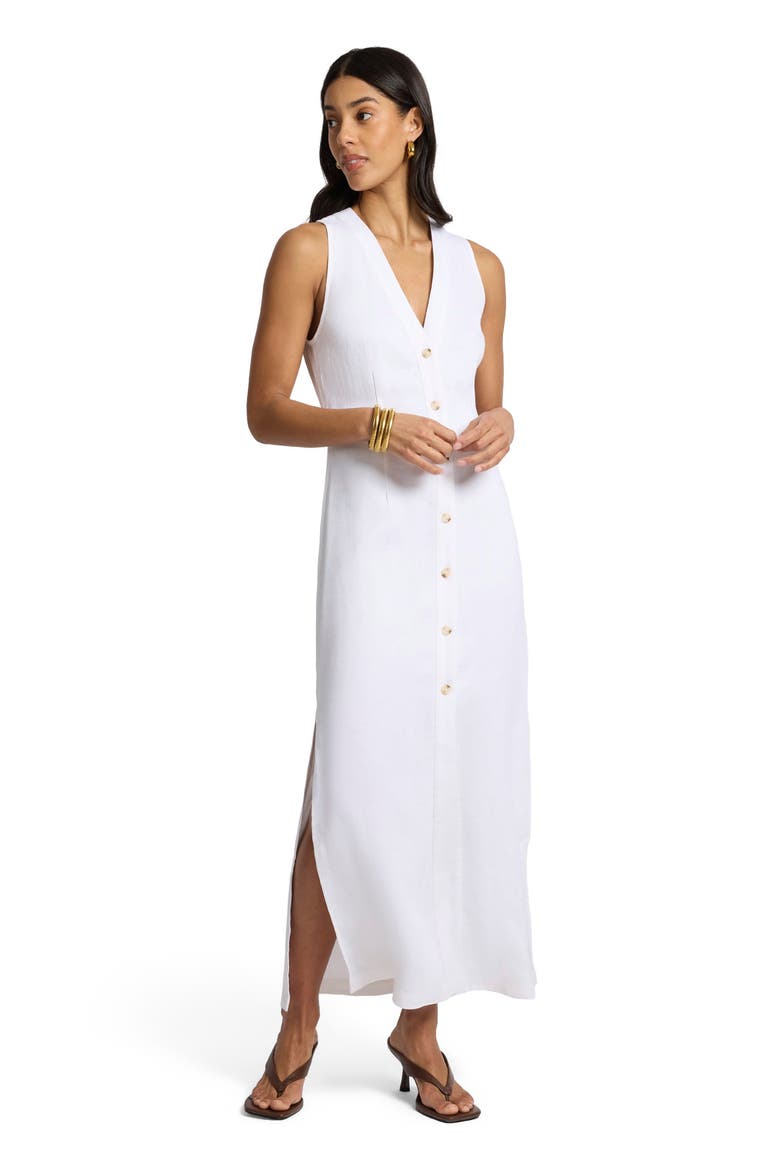 Textured Button Down Maxi Dress, Main, color, White