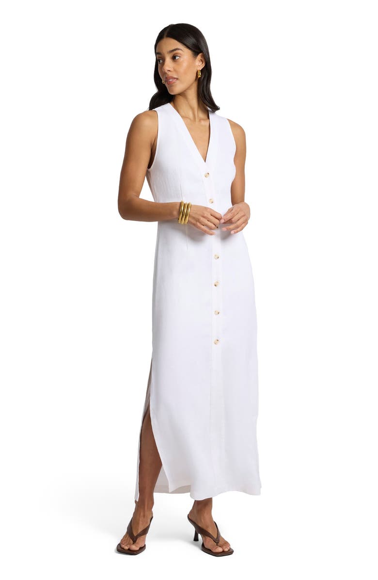 Onia Textured Button Down Maxi Dress, Main, color, White
