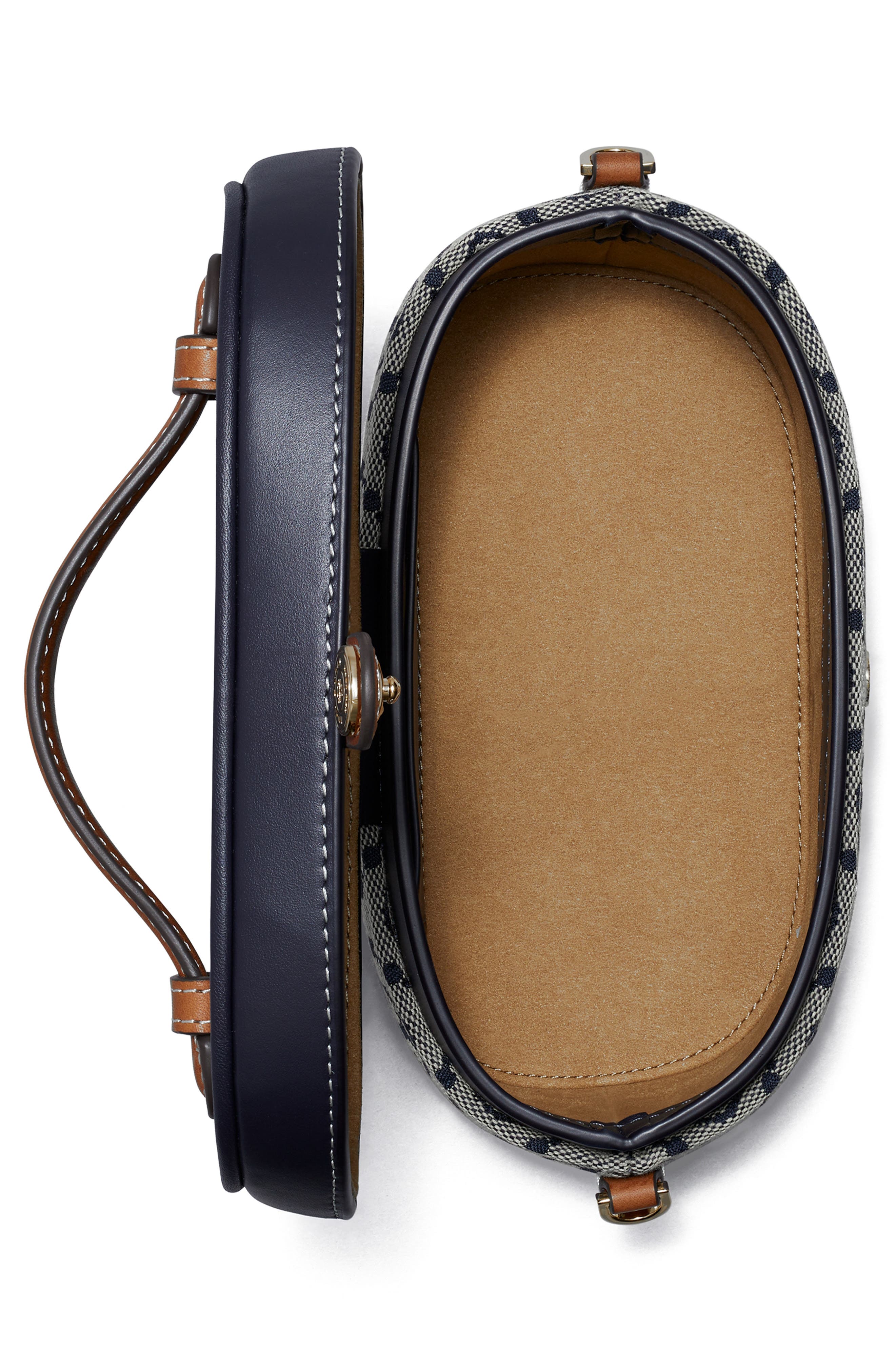 Tory Burch T Monogram Jacquard & Leather Vanity Train Case, Alternate, color, Tory Navy