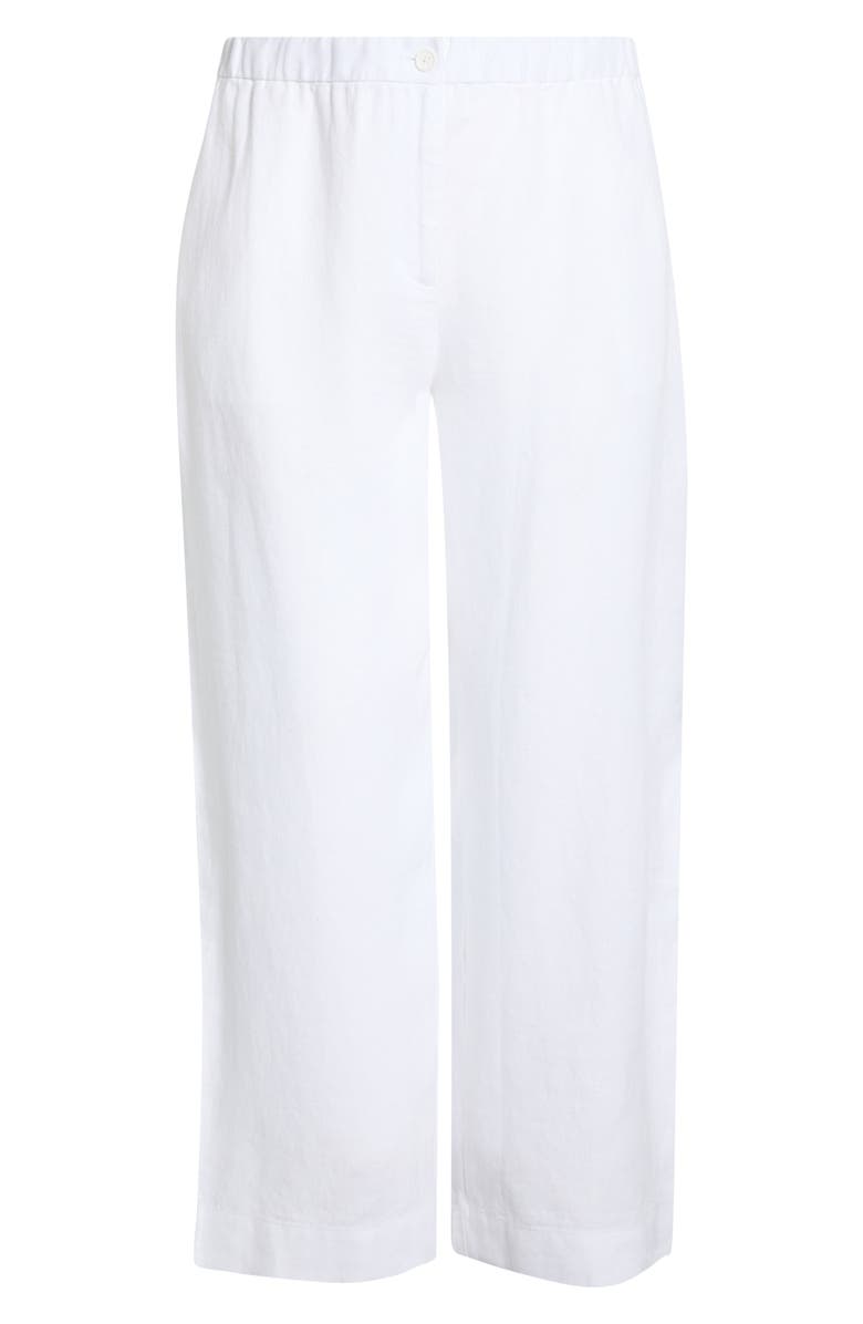 Eileen Fisher Straight Leg Linen Pants, Alternate, color, White