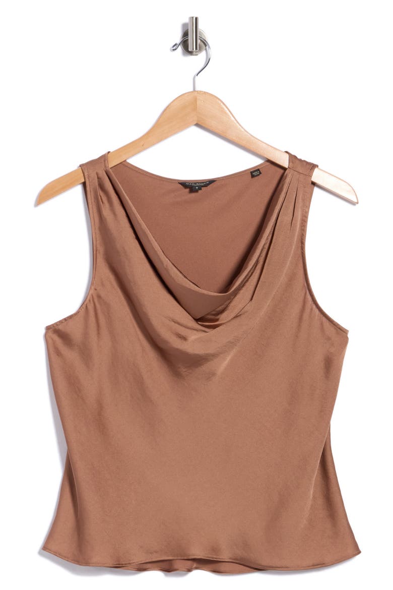 Cowl Drape Satin Top, Main, color, COPPER ROSE