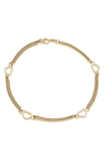 Savvy Cie Jewels Heart Station Chain Anklet In Gold