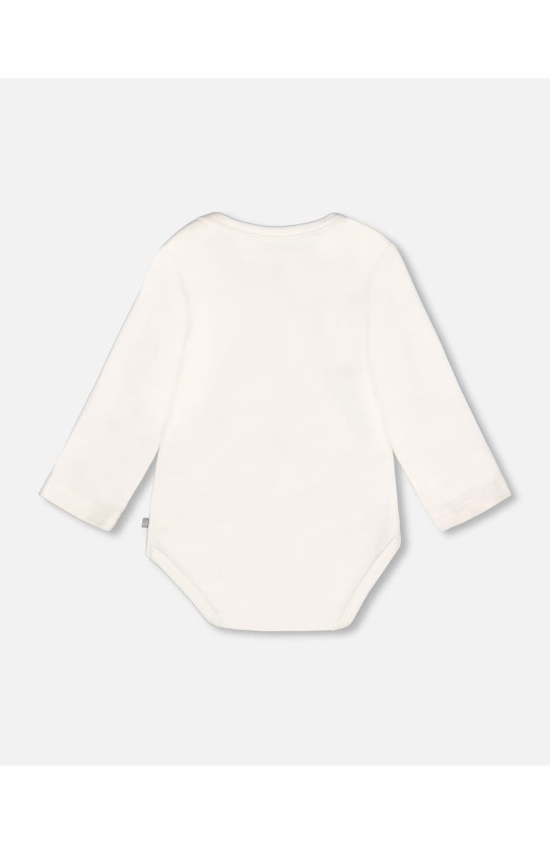 Deux par Deux Organic Cotton Long Sleeve Romper Cat, Alternate, color, Off-White