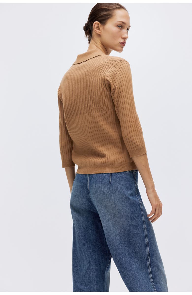 H&M Rib-knit Top, Alternate, color, Dark Beige