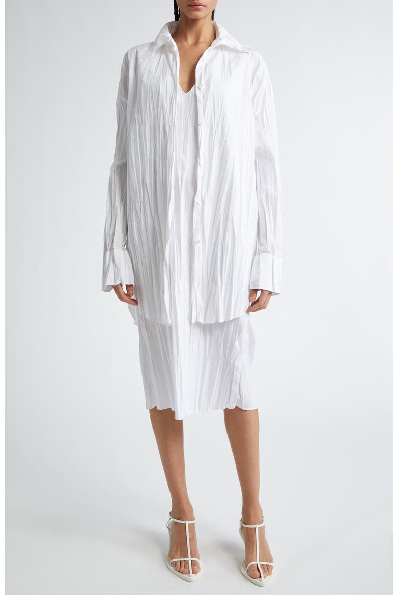 Creased Organic Cotton Shift Dress, Alternate, color, WHITE