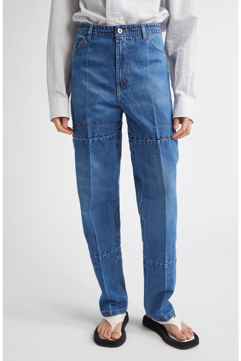 Hook & Eye Convertible Paper Denim Straight Leg Jeans, Main, color, INDIGO WASH