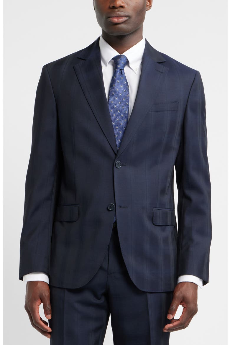Anders Classic Fit Navy Shadow Plaid Virgin Wool Suit, Main, color, NAVY SHADOW PLAID