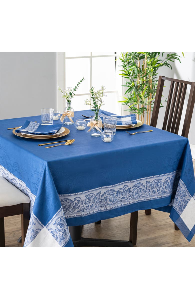 FRENCH HOME Paris Linen Tablecloth - 71" x 124", Alternate, color, French Blue