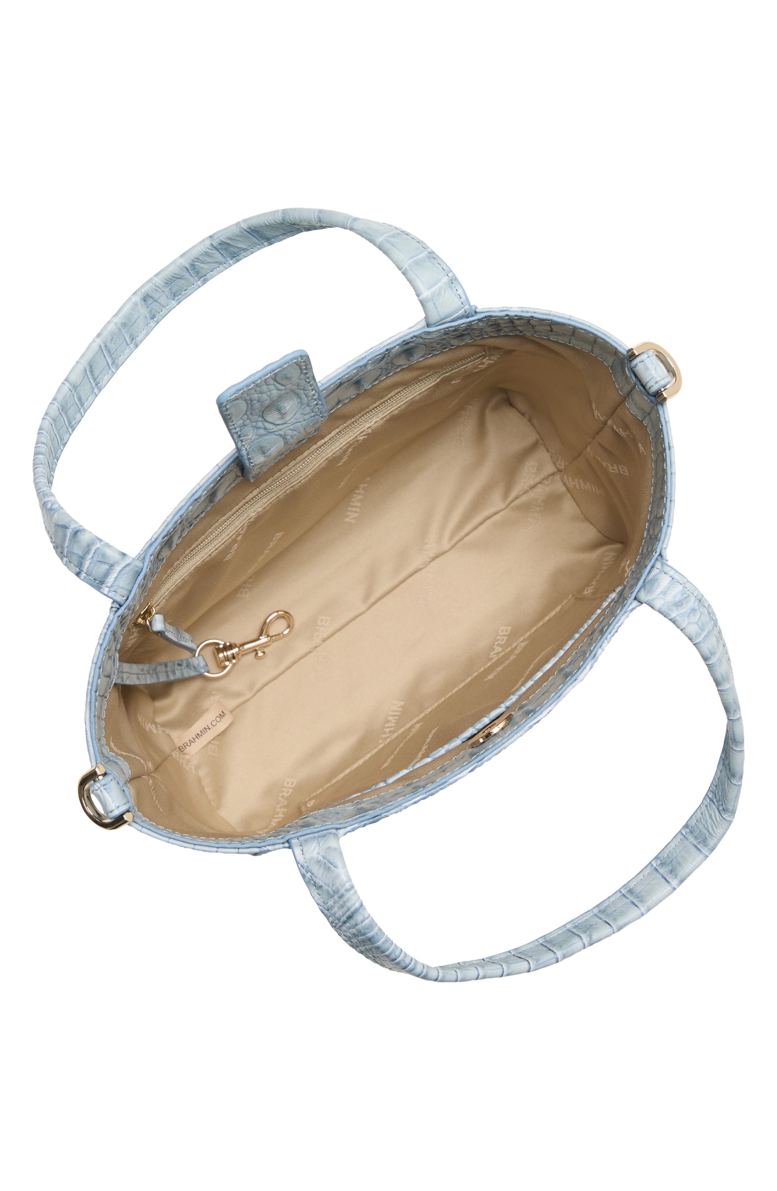 Brahmin Small Mona Croc Embossed Leather Top Handle Bag, Alternate, color, Stonewash