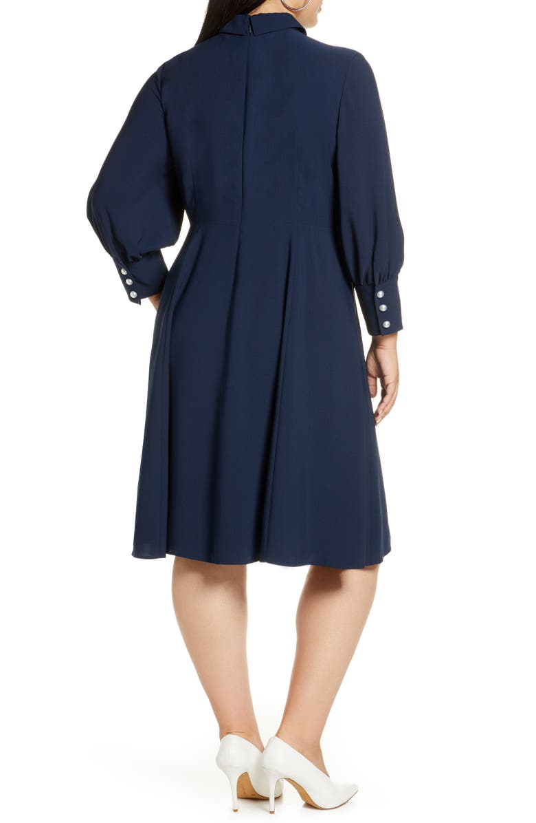 Halogen<sup>®</sup> x Atlantic-Pacific Bow Detail Fit & Flare Dress, Alternate, color, 