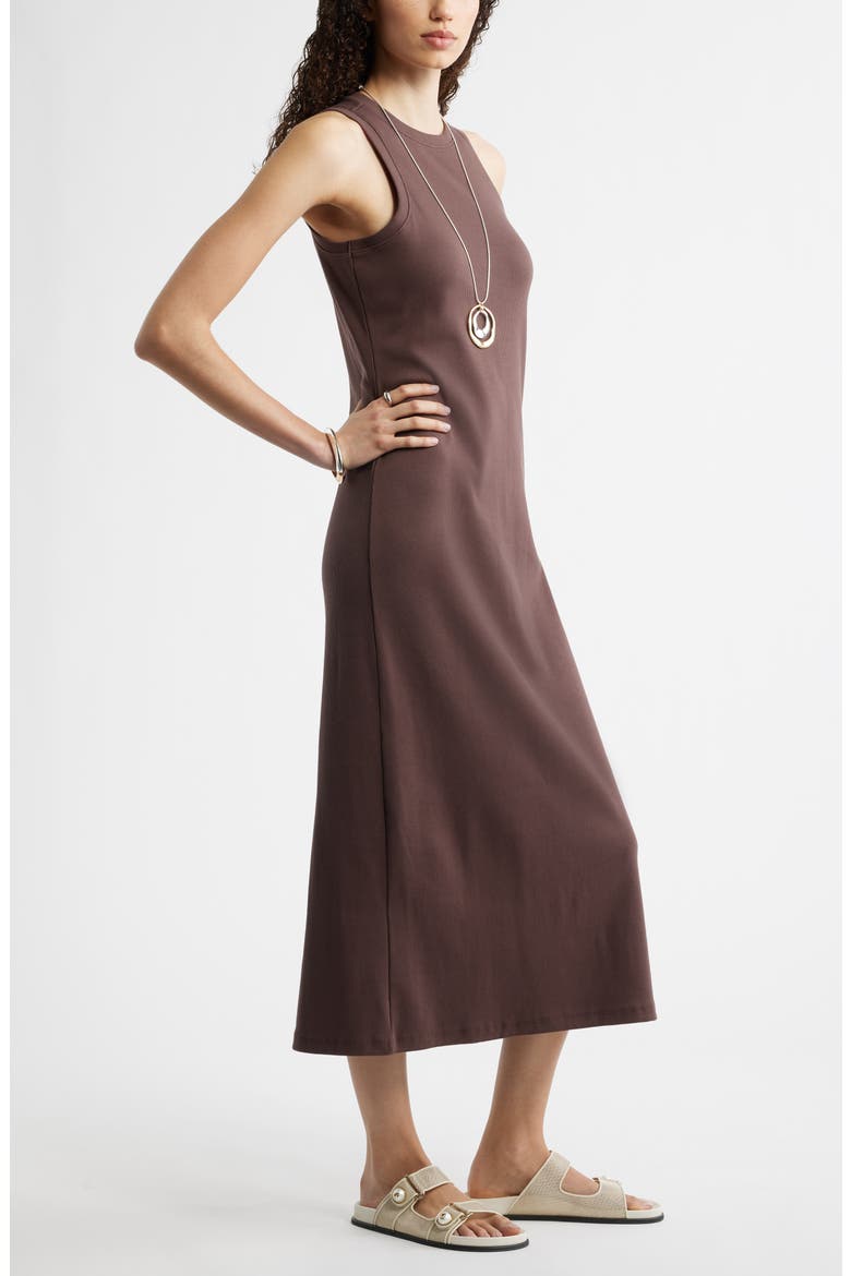 Stretch Cotton Microrib Tank Dress, Alternate, color, BROWN ROAST