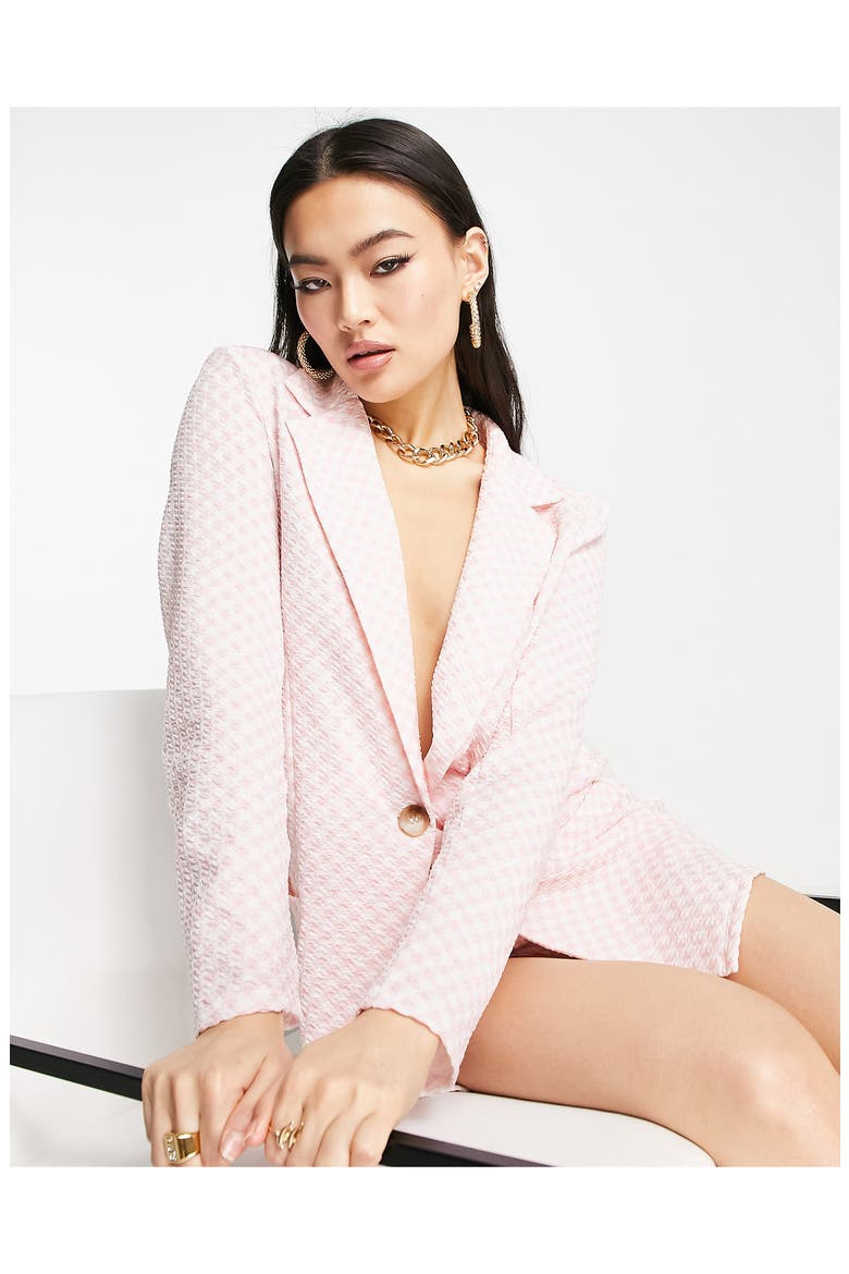 Gingham Blazer, Alternate, color, LIGHT PINK