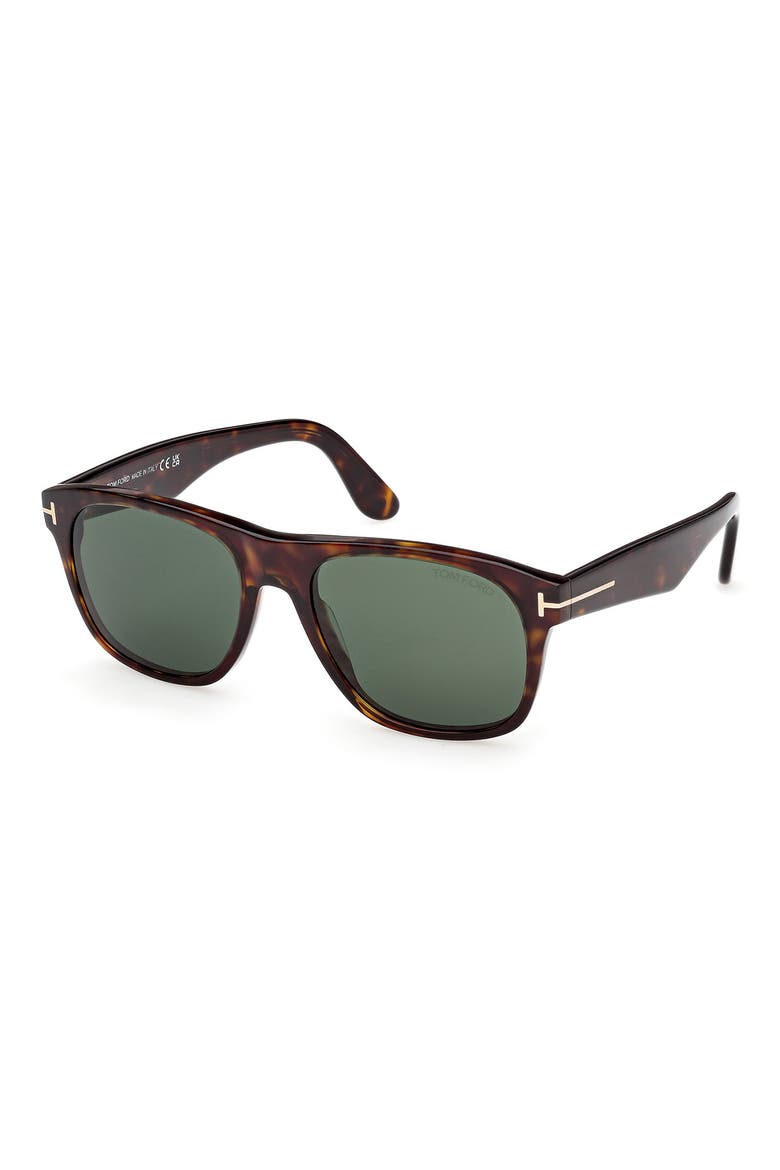 Marlon 55mm Square Sunglasses, Alternate, color, DARK HAVANA/ GREEN LENSES