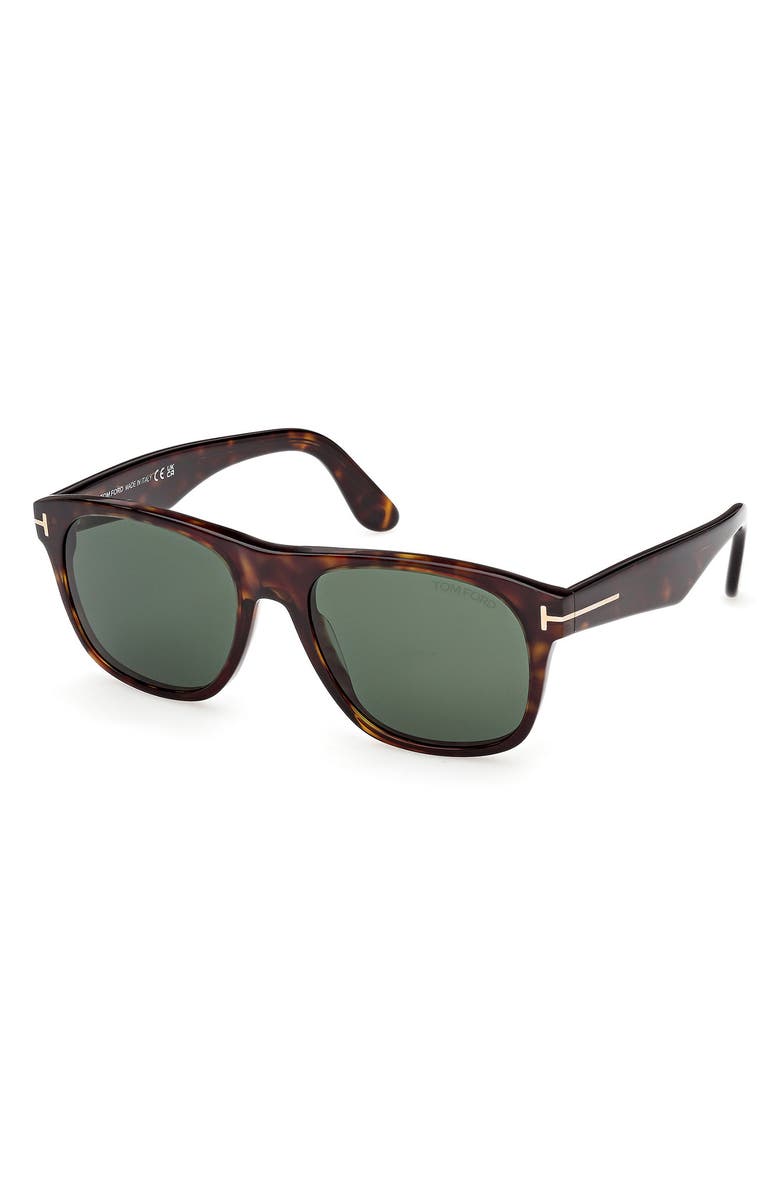 TOM FORD Marlon 55mm Square Sunglasses, Alternate, color, Dark Havana/ Green Lenses