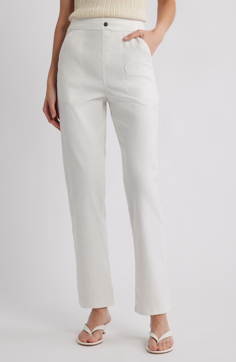 Hue High Waist Straight Leg Pants, Main, color, Off-White