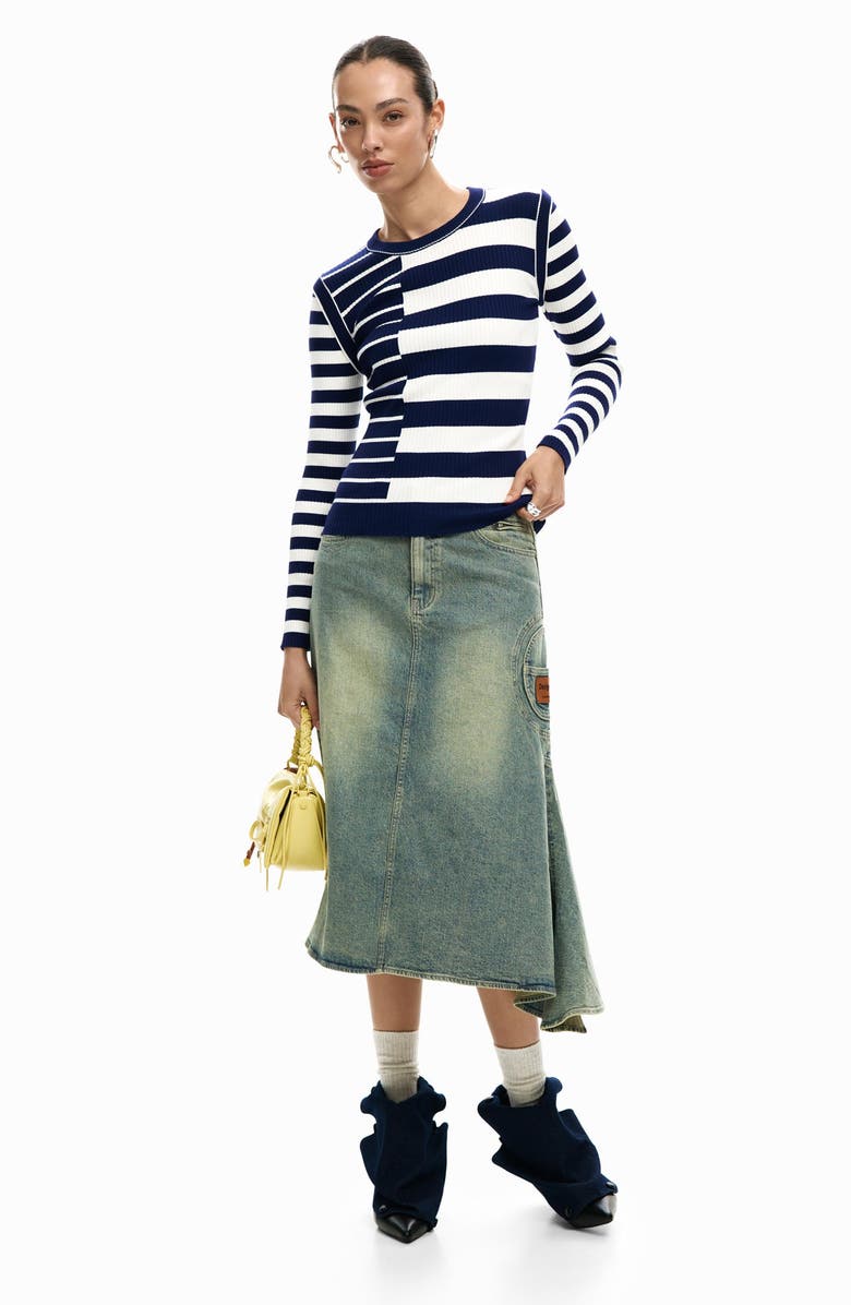 Desigual Stripe Rib Sweater, Alternate, color, 