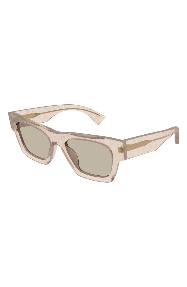 Gucci 52mm Rectangular Sunglasses, Alternate, color, Brown
