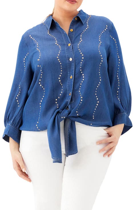 Gemstone Denim Shirt (Plus)