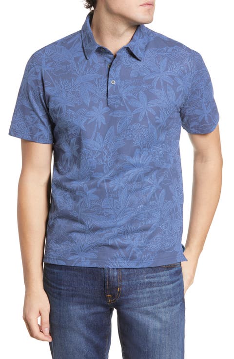 Blue Java Tropical Print Polo