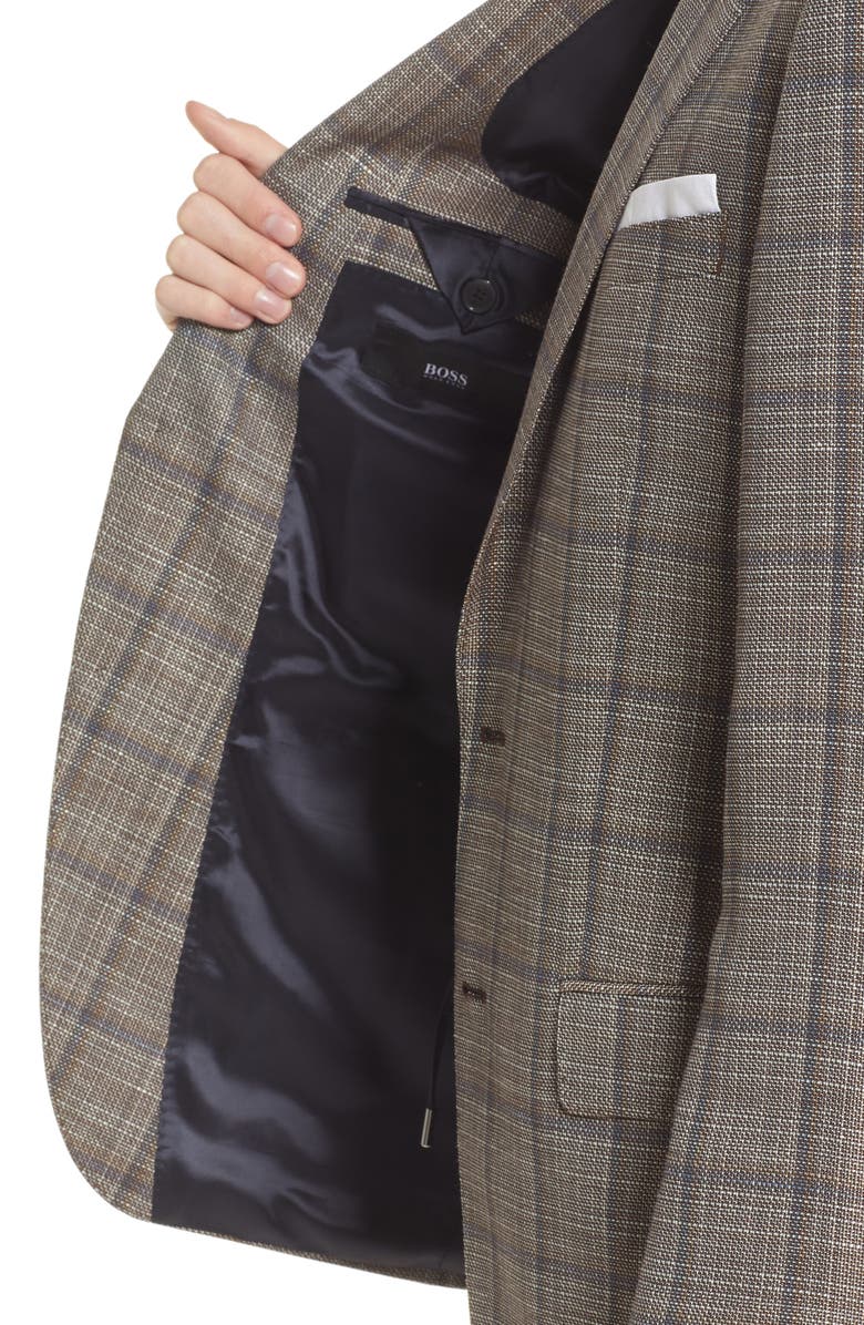 BOSS Men's Slim Fit Plaid Print Sport Coat, Alternate, color,