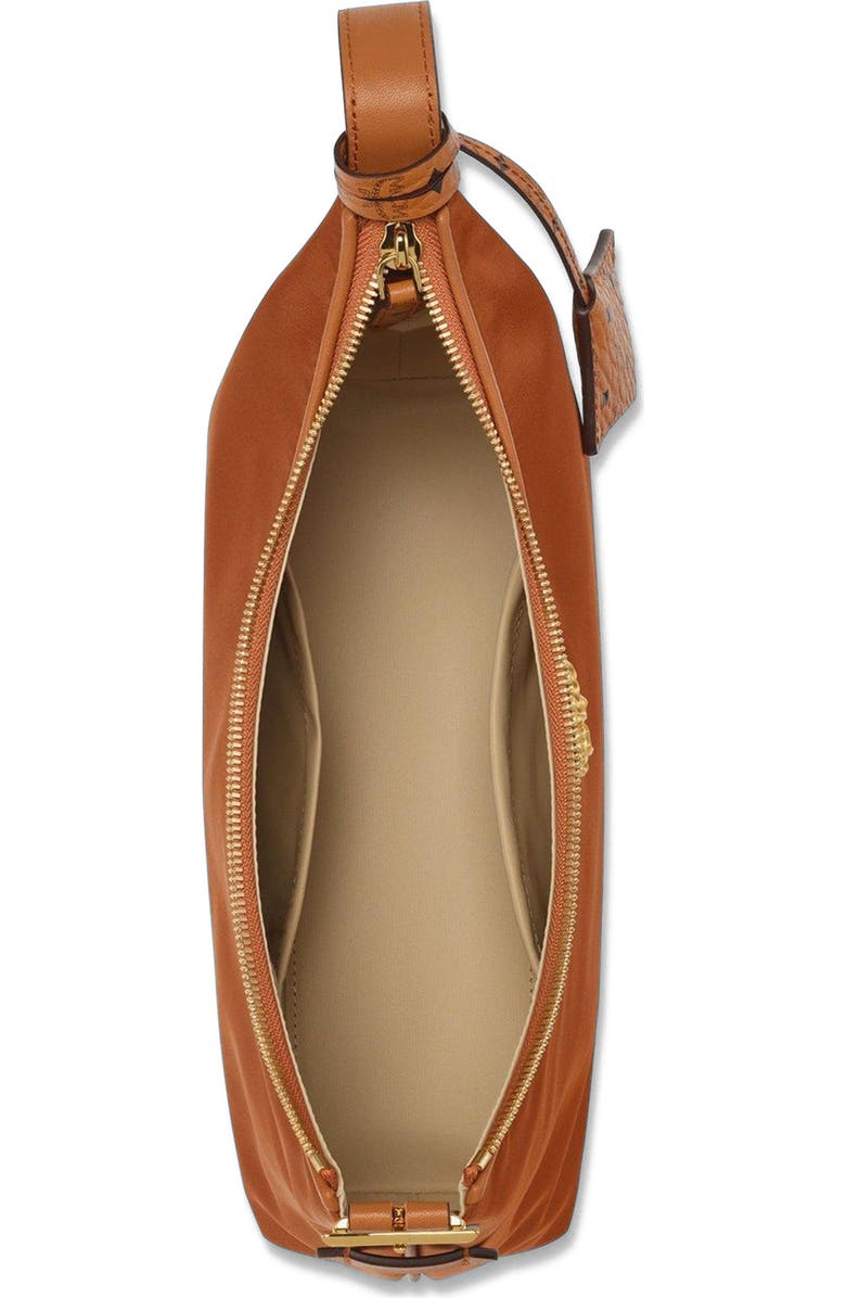 MCM Aren Hobo in Recycled Nylon and Monogram Print Leather, Alternate, color,