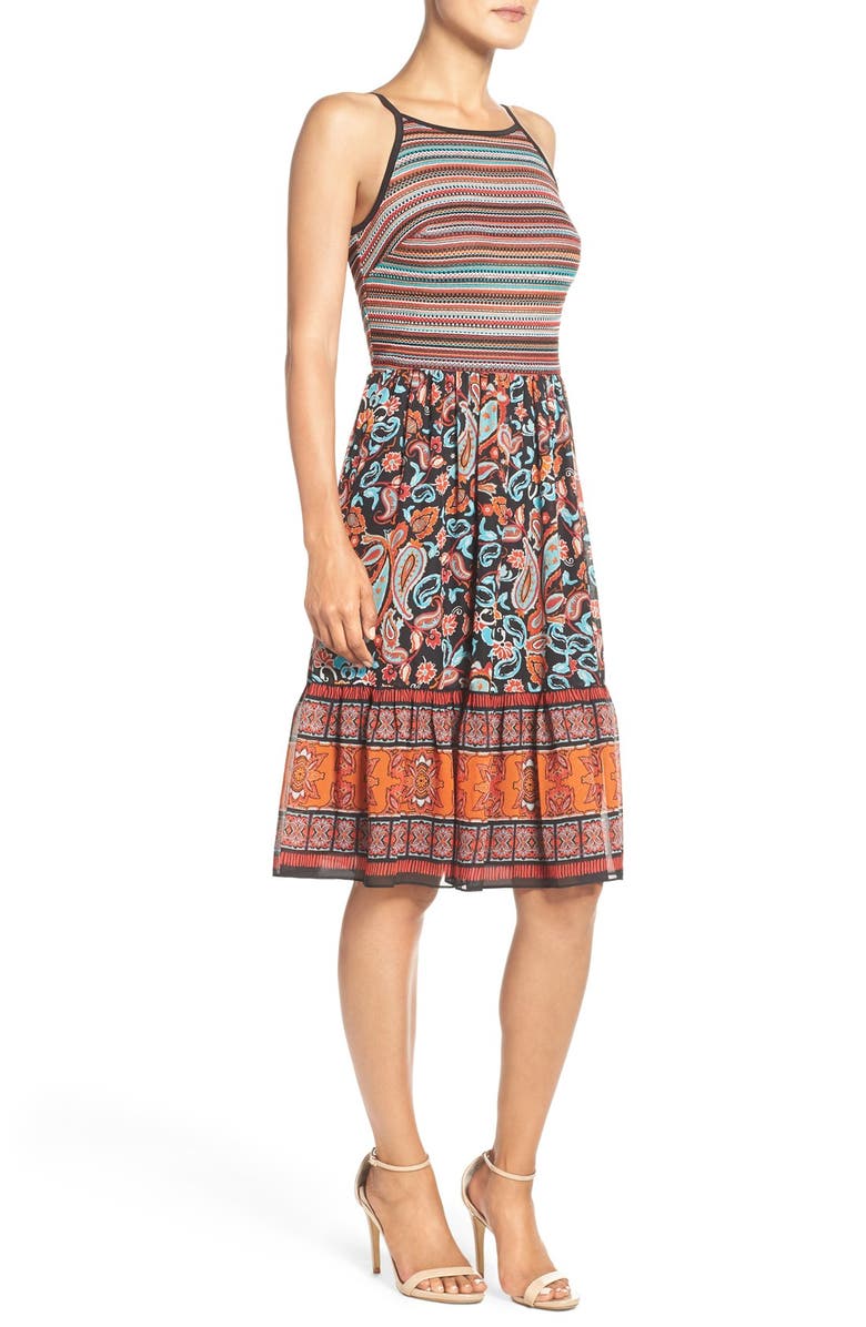 ECI Mixed Media Fit & Flare Dress, Alternate, color, 