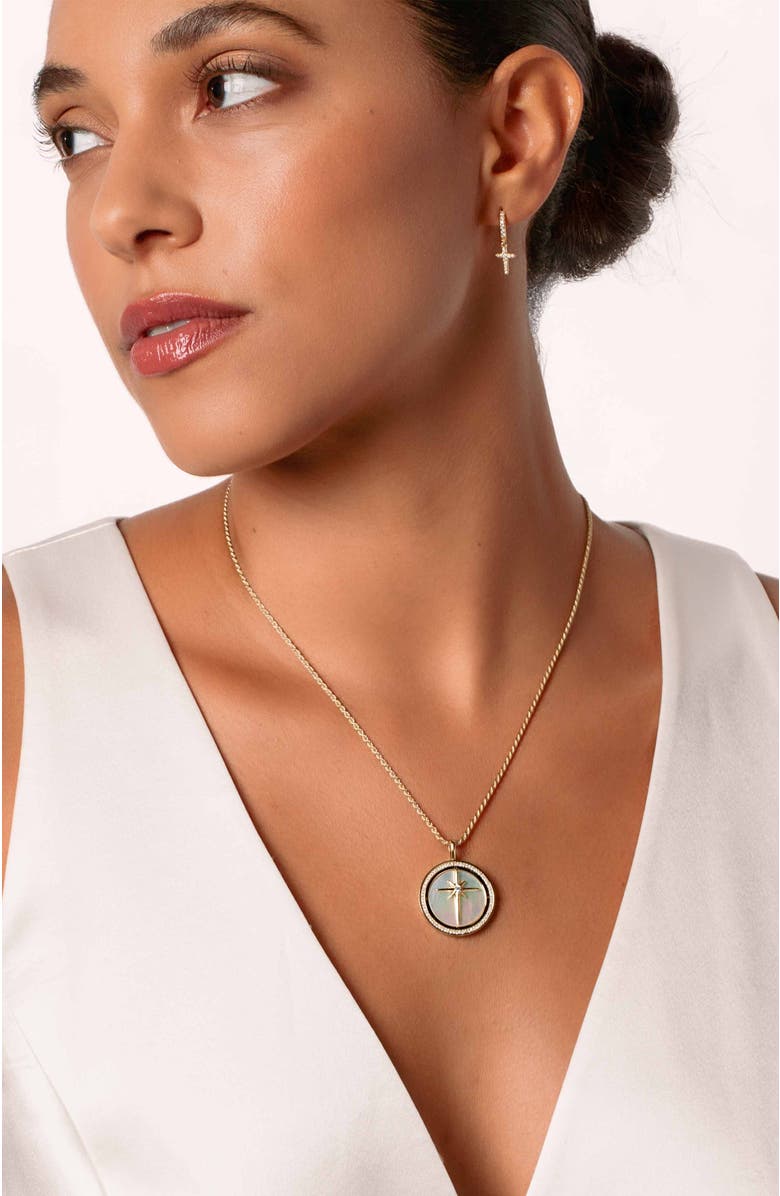 Rizen Jewelry True Direction Compass Necklace, Alternate, color, Sterling Silver