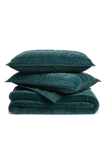 Nordstrom Velveteen Quilt & Shams Set In Green