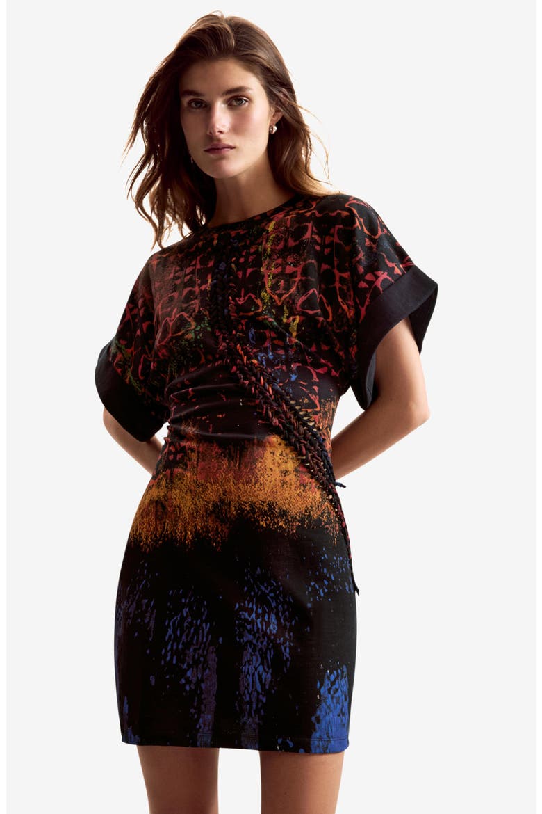 Printed T-Shirt Minidress, Alternate, color, BLACK MULTI