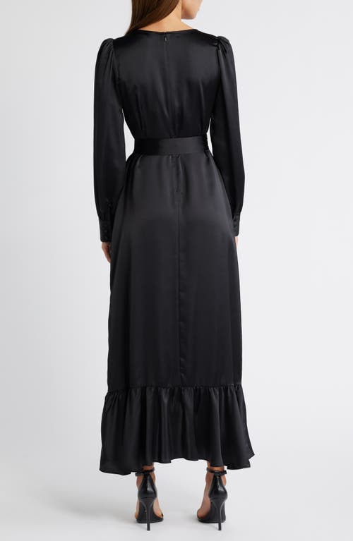 CHELSEA28 CHELSEA28 RUFFLE LONG SLEEVE FAUX WRAP MAXI DRESS