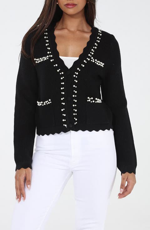 Beaded Scallop Trim Cardigan