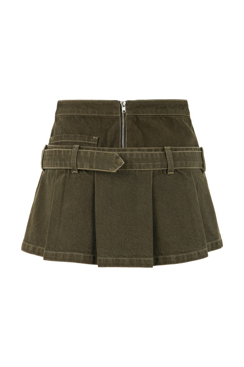 Mini Jean Skirt with Belt Detail, Alternate, color, Khaki