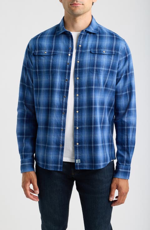 Snap Indigo Plaid Cotton Shirt